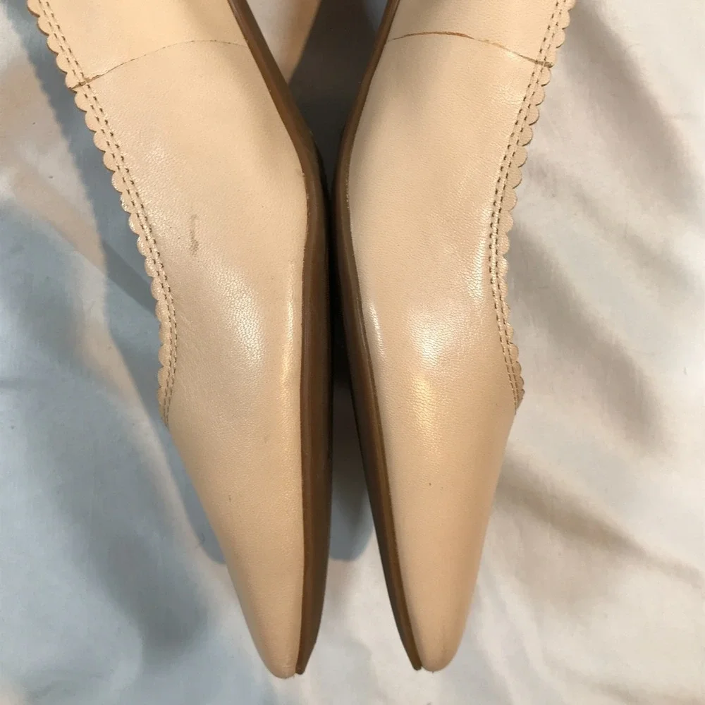 Lauren Ralph Lauren Beige Block Heel‎ Leather Slip On Heels Womens US 10M EU 40